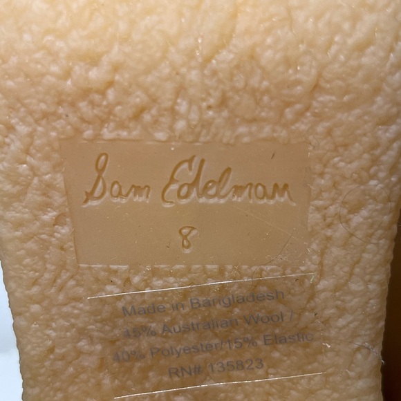 Sam Edelman Cream Leather Knit Cuff Heeled Boots, Austrian Wool - Picture 13 of 13